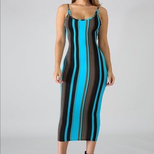 Stripe Blue Midi Dress